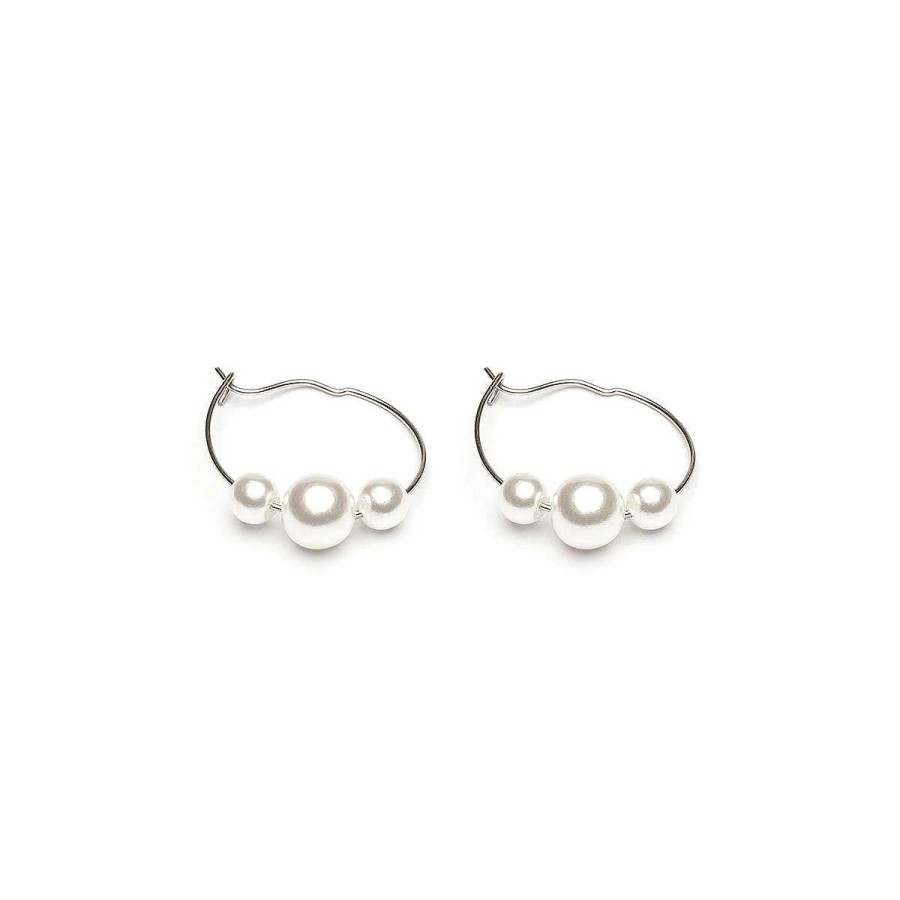 Earrings Simply Whispers | Stainless Steel 6Mm Pearl Hoop Earrings