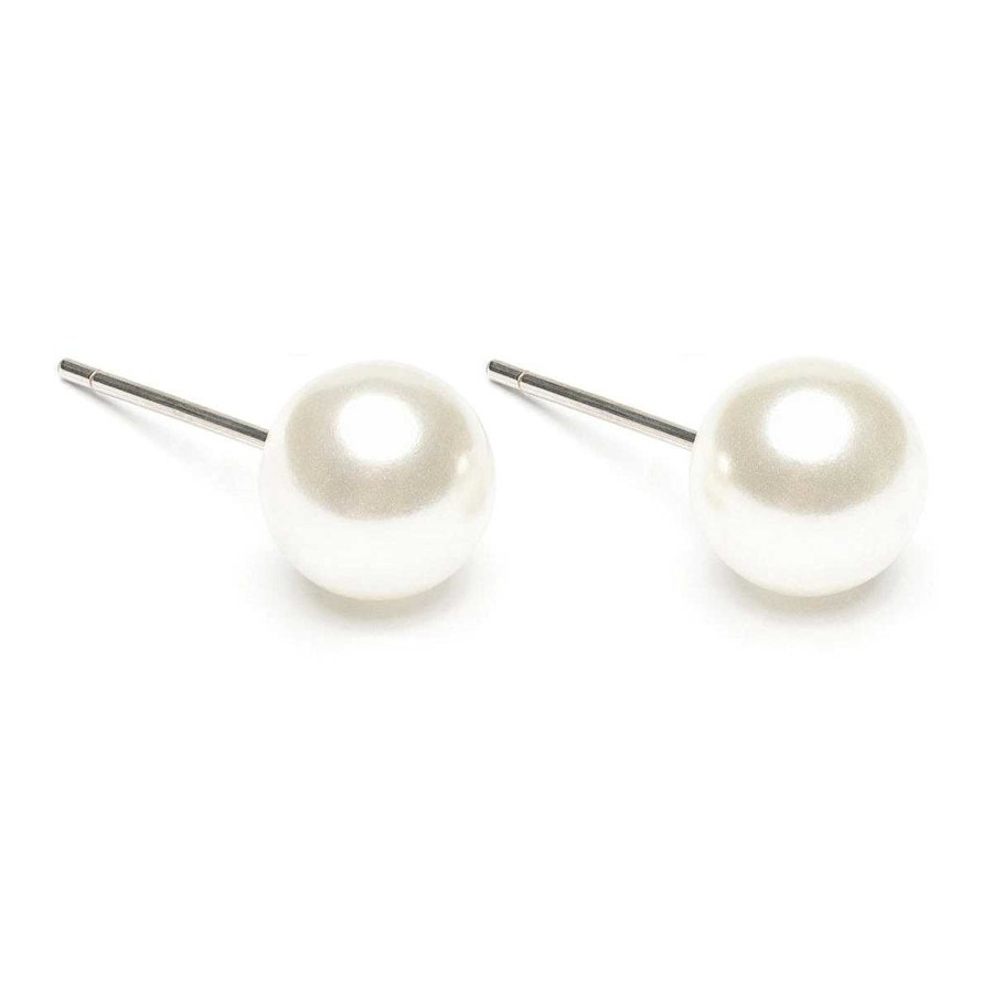 Earrings Simply Whispers | White Pearl 8Mm Stud Earrings