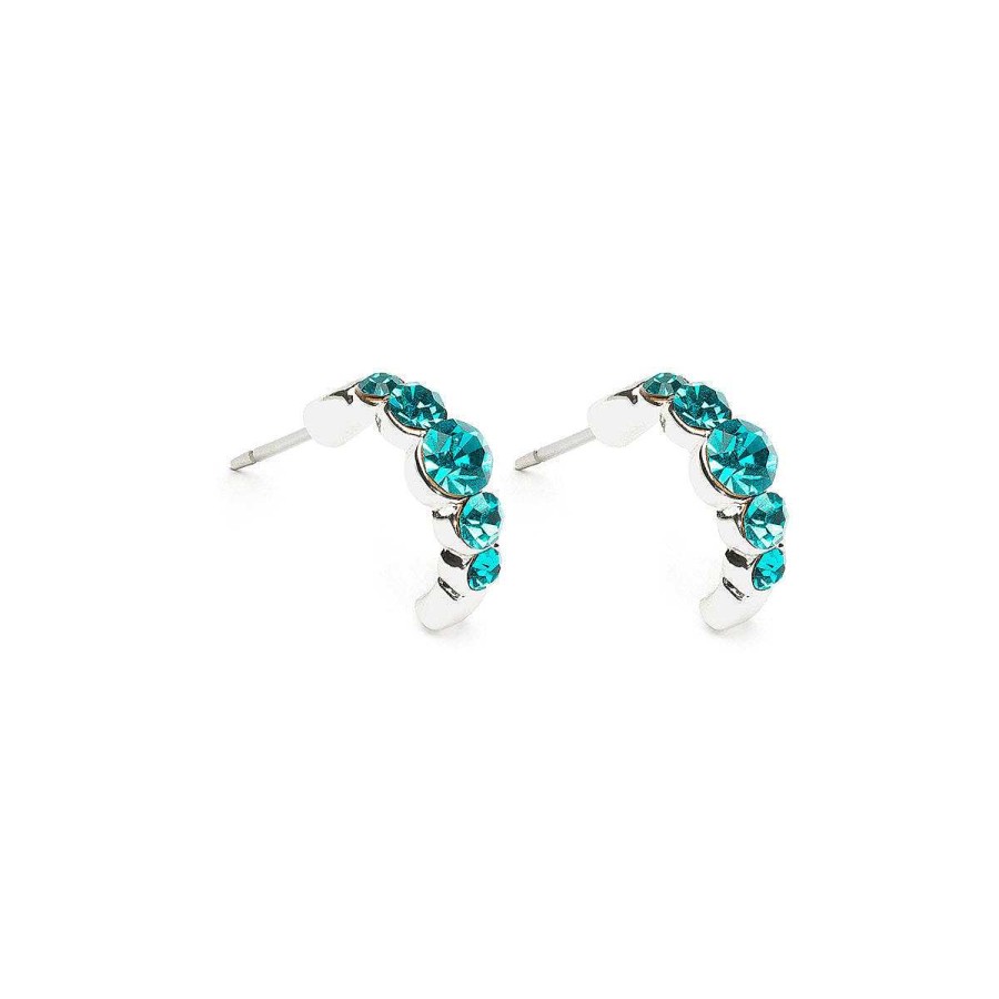 Earrings Simply Whispers | Turquoise Crystal Semi Hoop Earrings