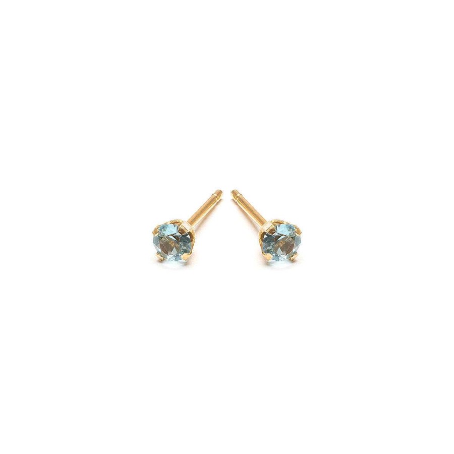 Earrings Simply Whispers | March Birthstone 14K Gold Plated Stud Earrings