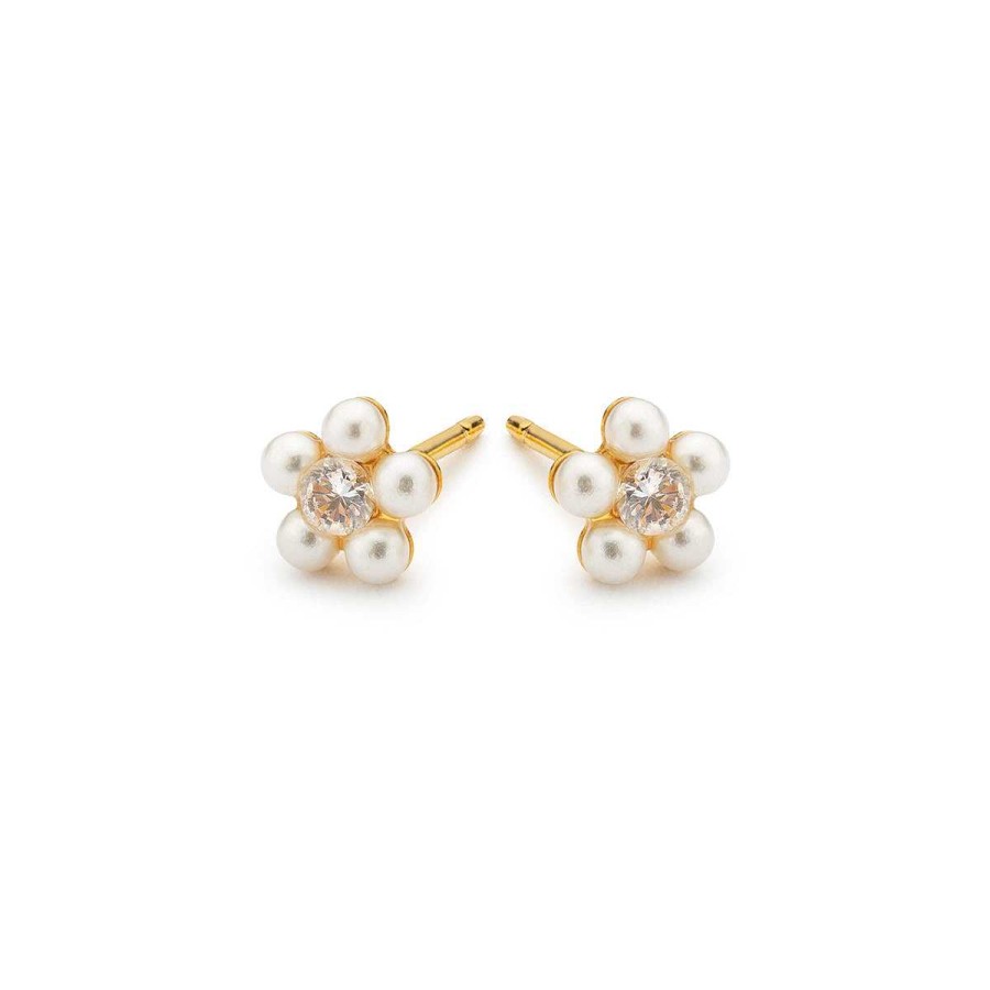 Earrings Simply Whispers | Pearl & Crystal Flower Earrings