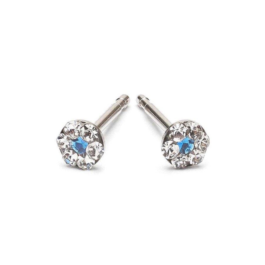 Earrings Simply Whispers | White & Sapphire Mini Daisy Earrings