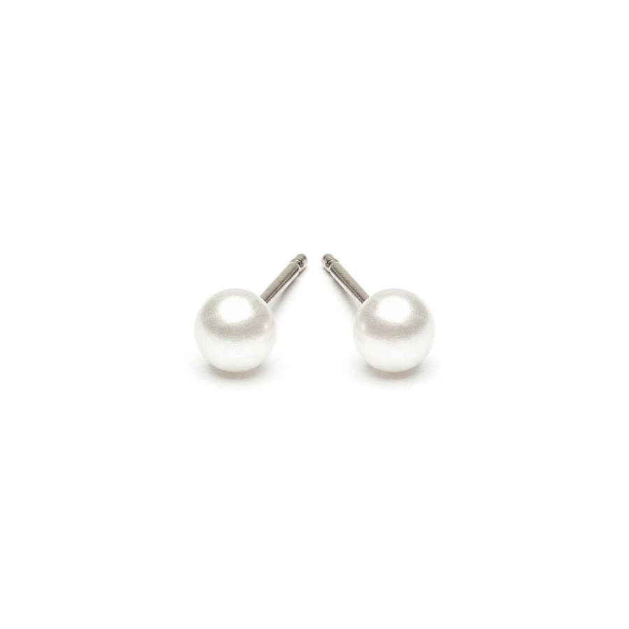 Earrings Simply Whispers | White Pearl 4Mm Stud Earrings