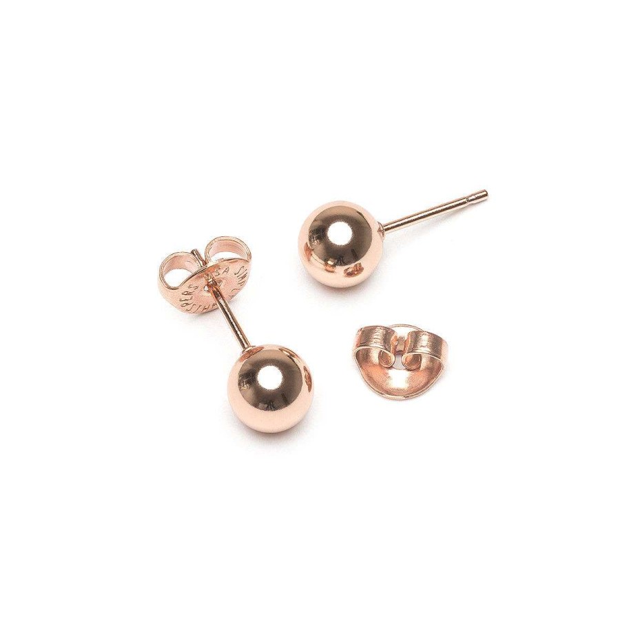 Earrings Simply Whispers | Large Ball Stud Earrings Rose Gold Plated