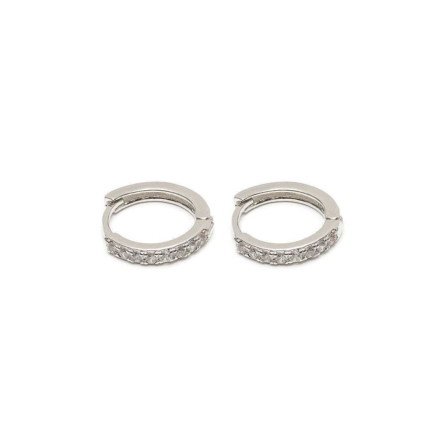 Earrings Simply Whispers | White Pave Crystal Huggie Hoops