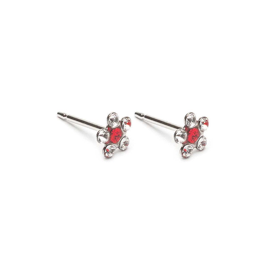 Earrings Simply Whispers | Stainless Steel Red And White Daisy Stud Earrings