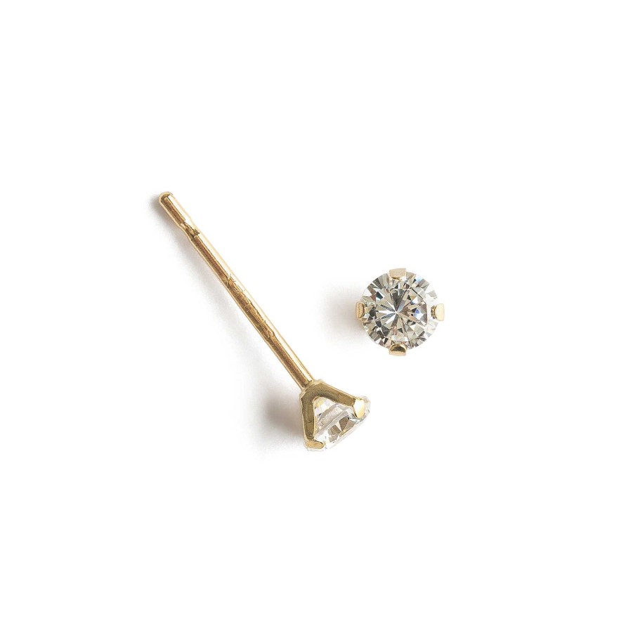 Earrings Simply Whispers | 14K Gold Stud Earrings 3Mm Round Crystal