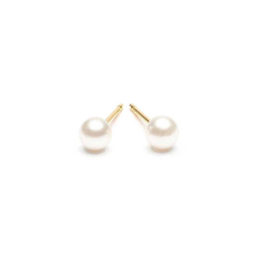 Earrings Simply Whispers | Pearl Stud Earrings 4Mm Gold Plated