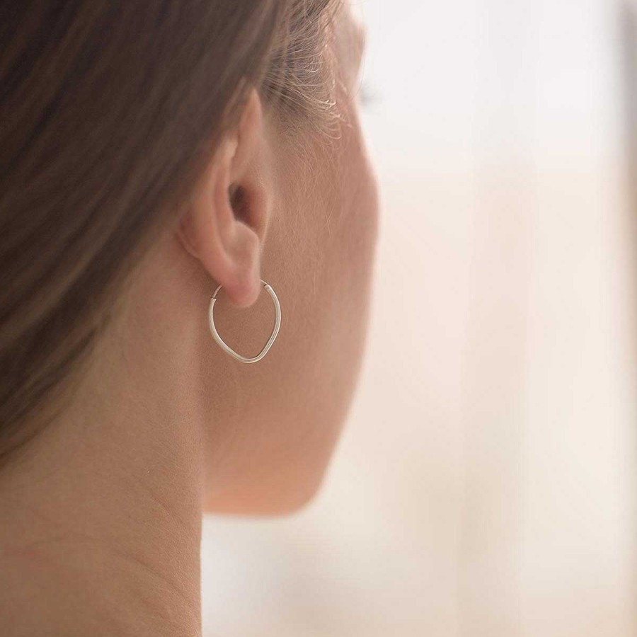 Earrings Simply Whispers | Silver Oval Hoop Earrings