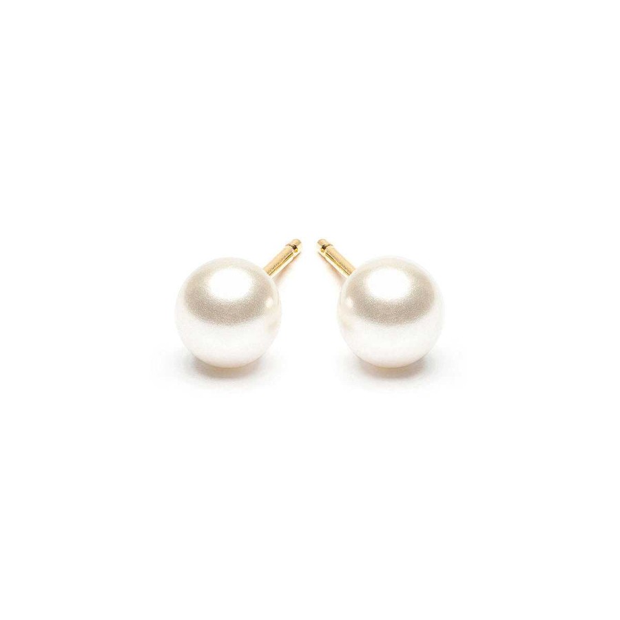 Earrings Simply Whispers | Pearl Stud Earrings 5Mm Gold Plated