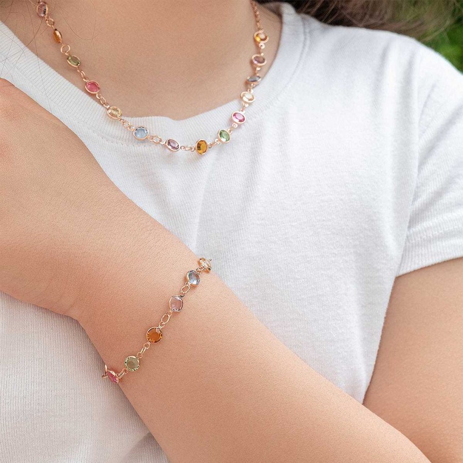 Bracelets Simply Whispers | Rainbow Crystal Rose Gold Plated Bracelet