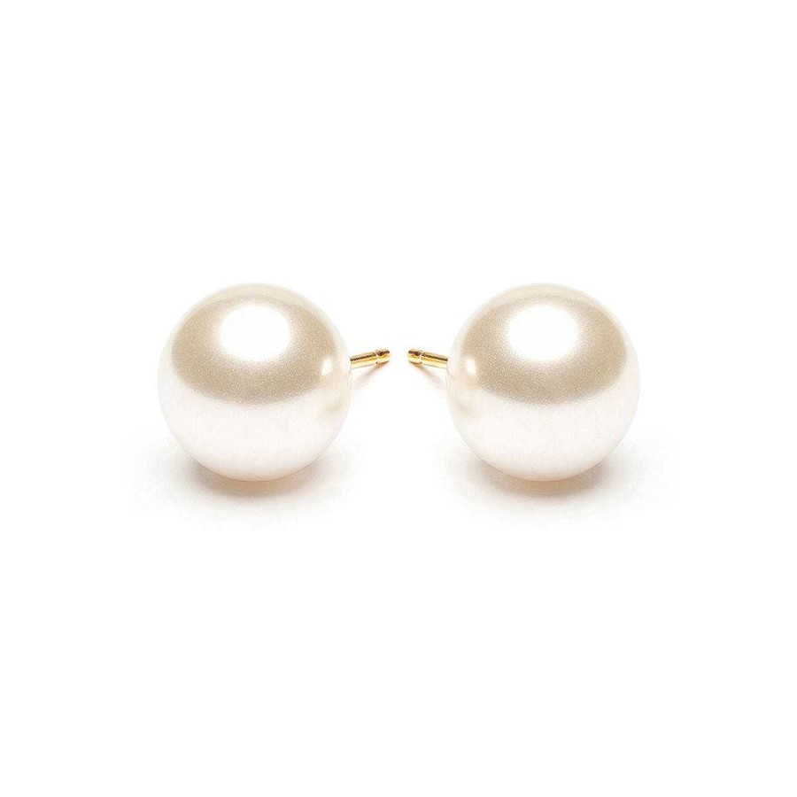 Earrings Simply Whispers | Pearl Stud Earrings 10Mm Gold Plated