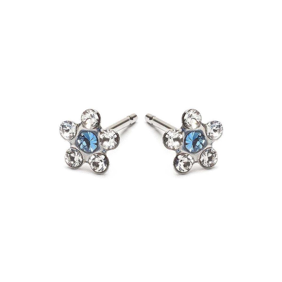 Earrings Simply Whispers | White & Sapphire Daisy Earrings