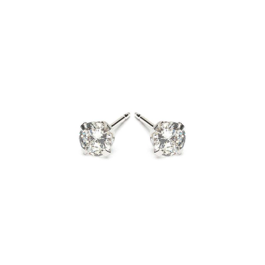 Earrings Simply Whispers | Silver Stud Earrings 4Mm Round Crystal