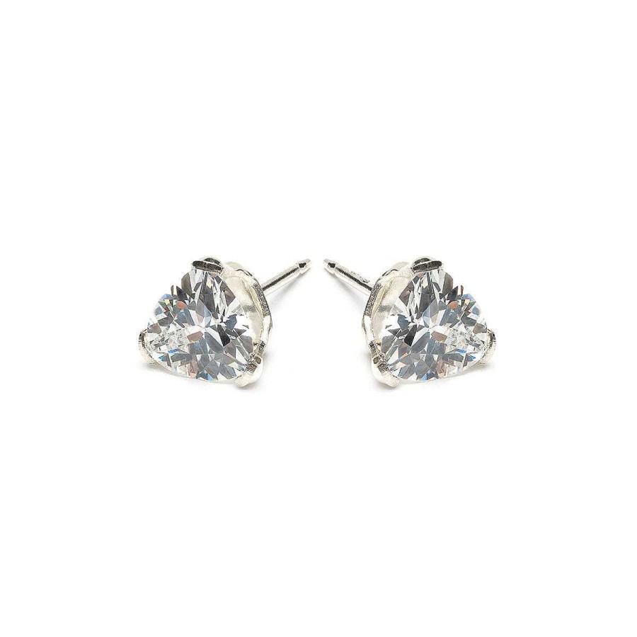 Earrings Simply Whispers | Silver Stud Earrings Triangle Crystal