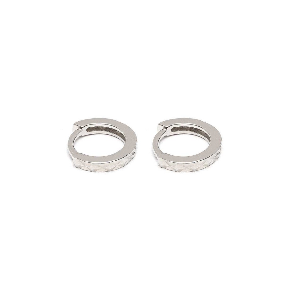 Earrings Simply Whispers | Silver Mini Diamond Cut Huggies