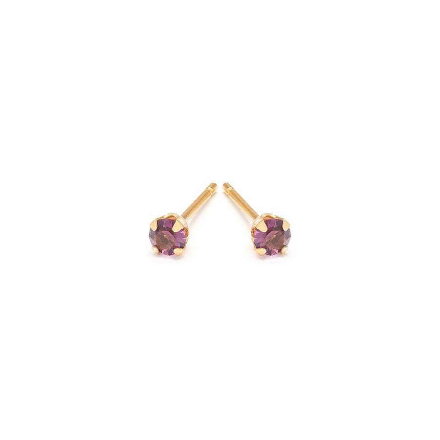 Earrings Simply Whispers | February Birthstone 14K Gold Plated Stud Earrings