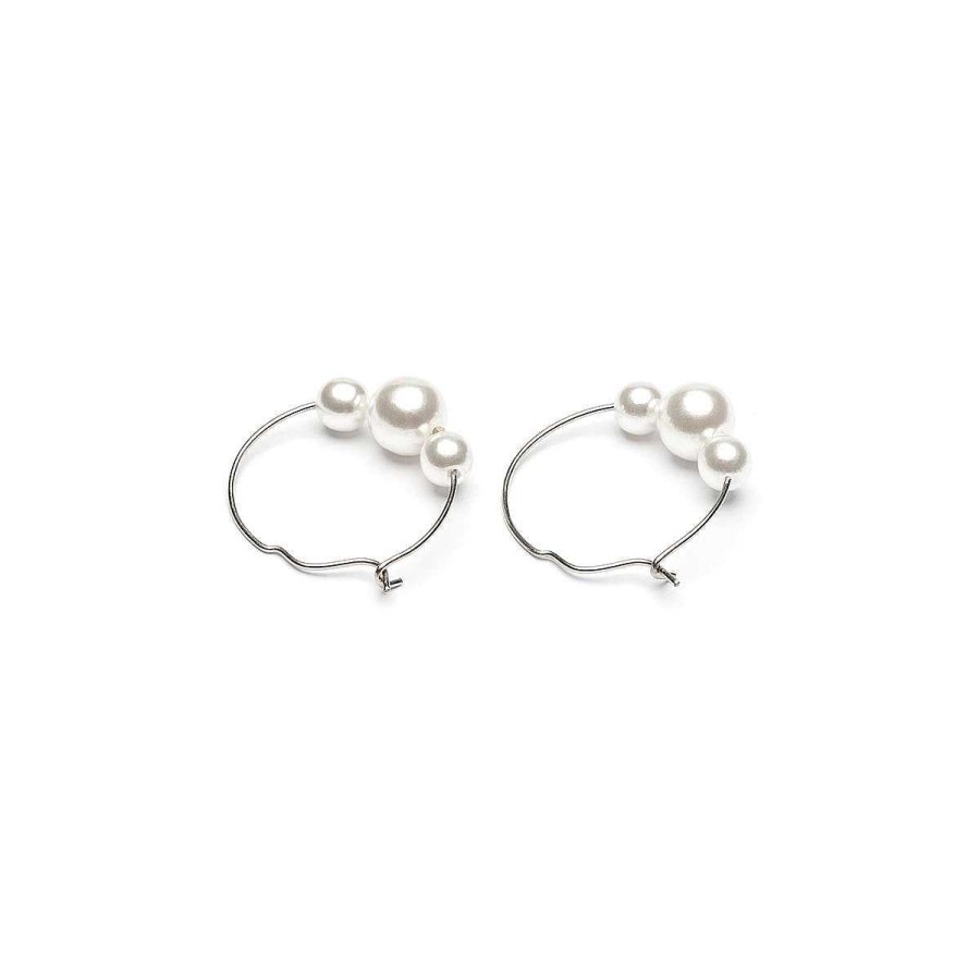 Earrings Simply Whispers | Stainless Steel 6Mm Pearl Hoop Earrings