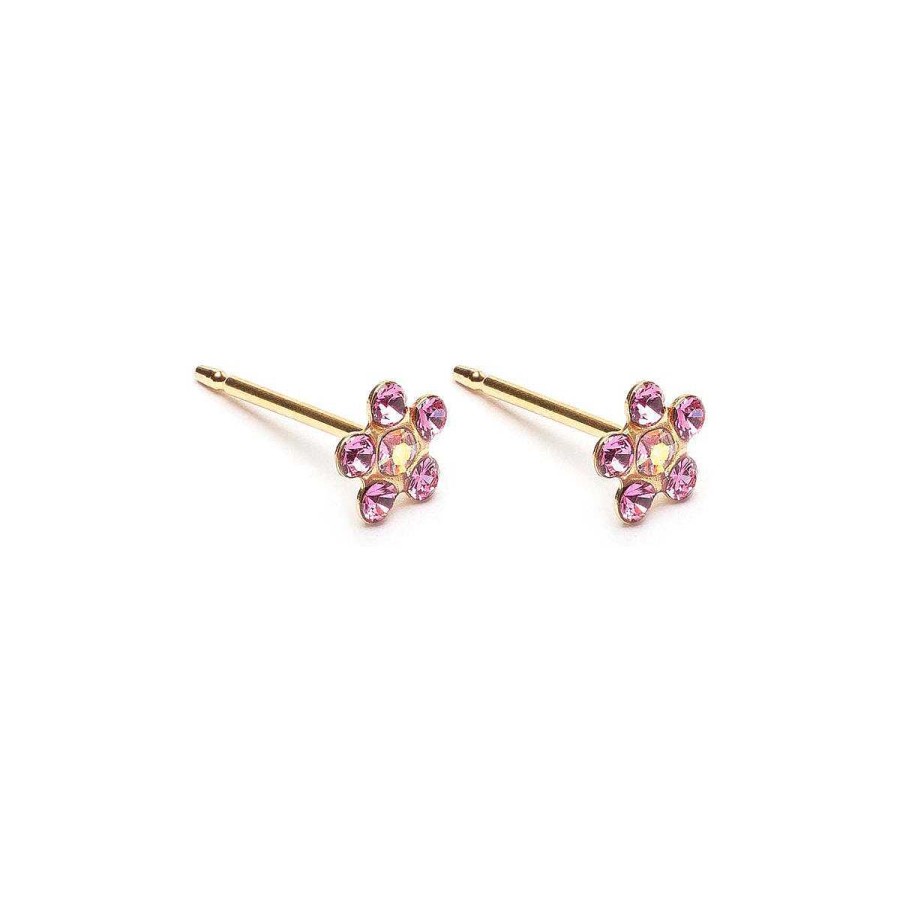 Earrings Simply Whispers | Rainbow & Pink Gold Plated Daisy Earrings