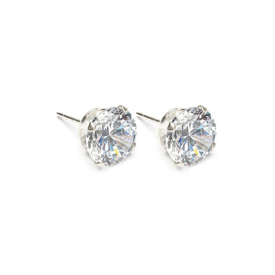 Earrings Simply Whispers | Silver Stud Earrings 8Mm Round Crystal