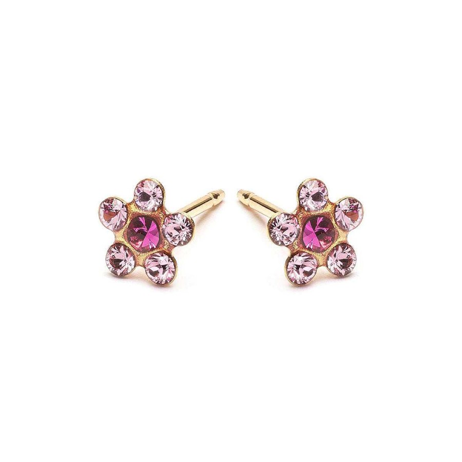 Earrings Simply Whispers | Pink & Fuchsia Gold Plated Daisy Earrings