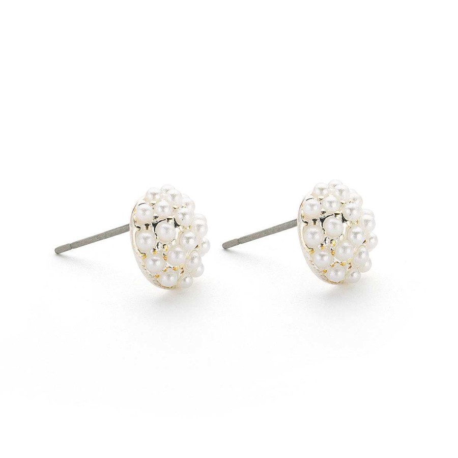 Earrings Simply Whispers | Silver Plated Pearl Cushion Stud Earrings