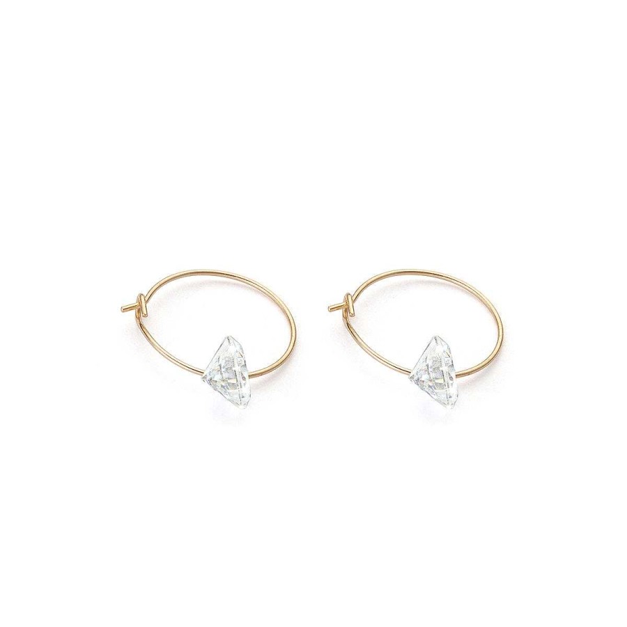 Earrings Simply Whispers | 14K Gold Crystal Hoop Earrings