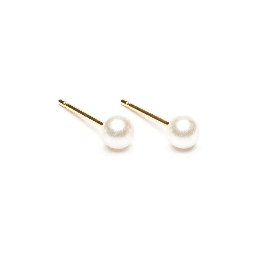 Earrings Simply Whispers | Pearl Stud Earrings 4Mm Gold Plated