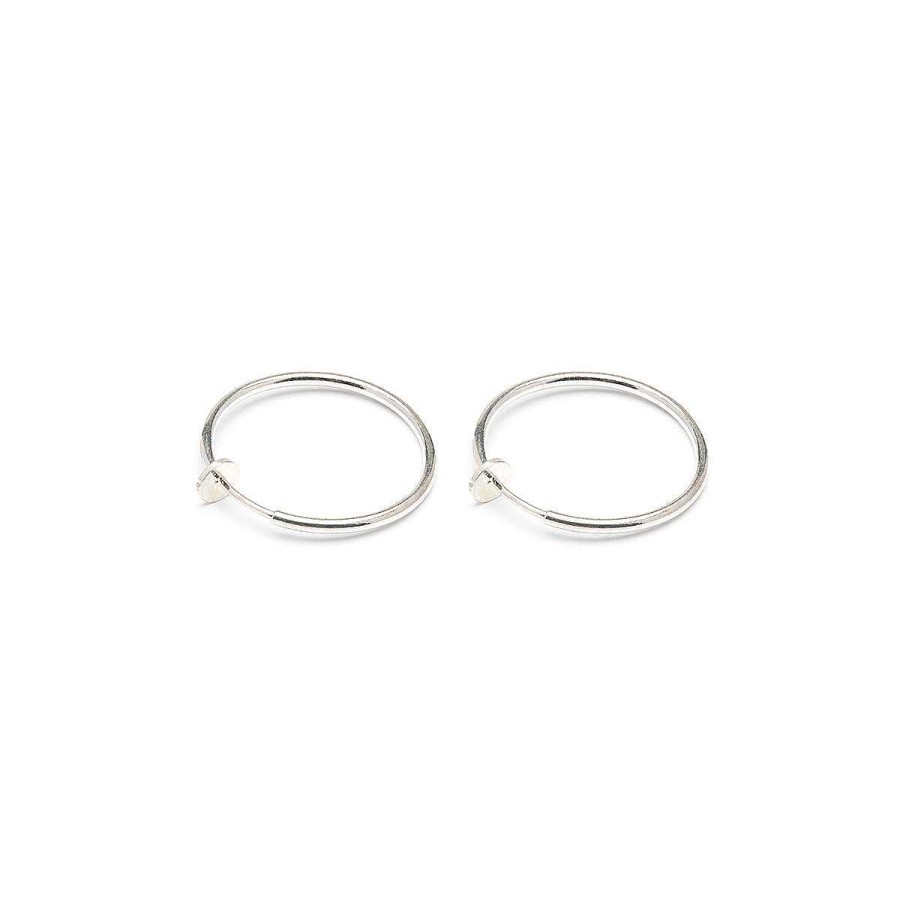 Earrings Simply Whispers | Silver Plated 25 Mm Spring Illusion Clip-On Hoop Earrings