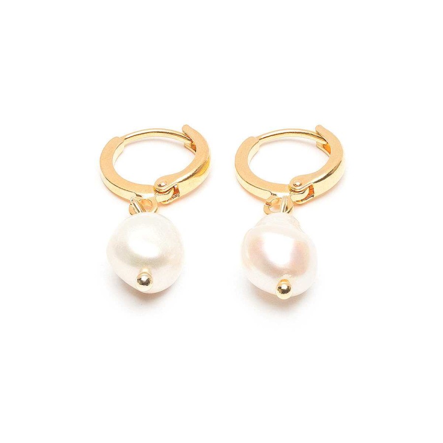 Earrings Simply Whispers | Pearl Drop Huggie Hoops