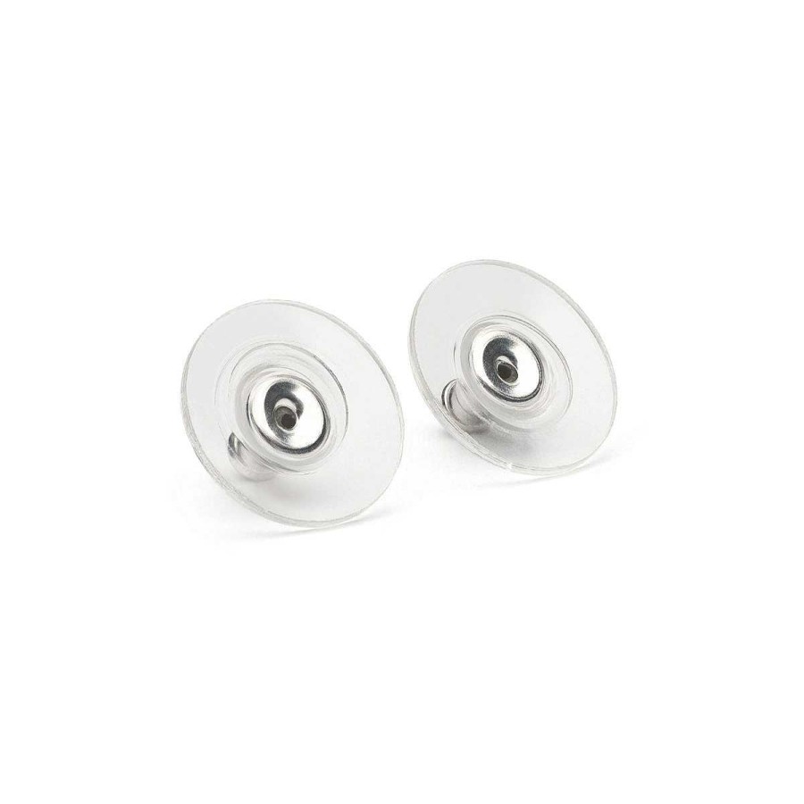 Accessories Simply Whispers | Silver Plated Plastic Disk Bullet Backs Accessory - 1 Pair