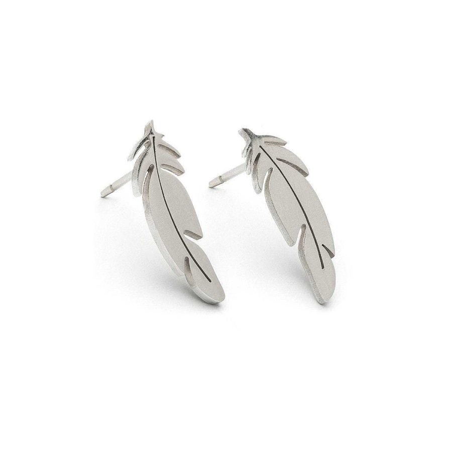 Earrings Simply Whispers | Stainless Steel Feather Stud Earrings