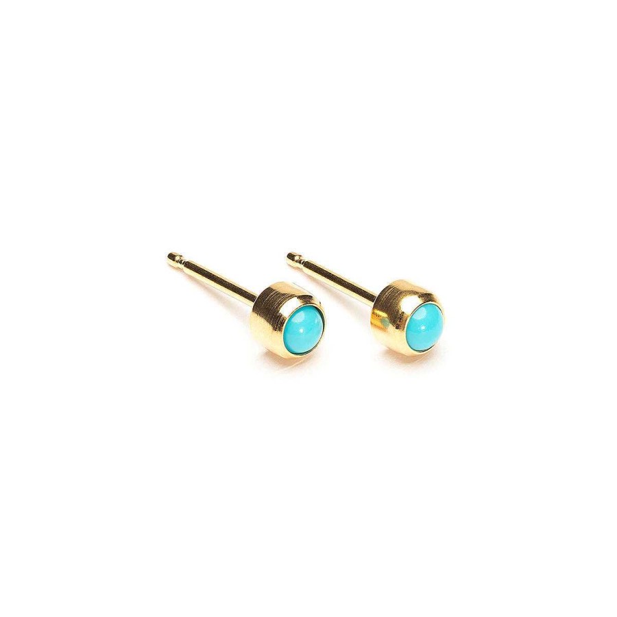 Earrings Simply Whispers | Gold Plated 3 Mm Turquoise Stud Earrings