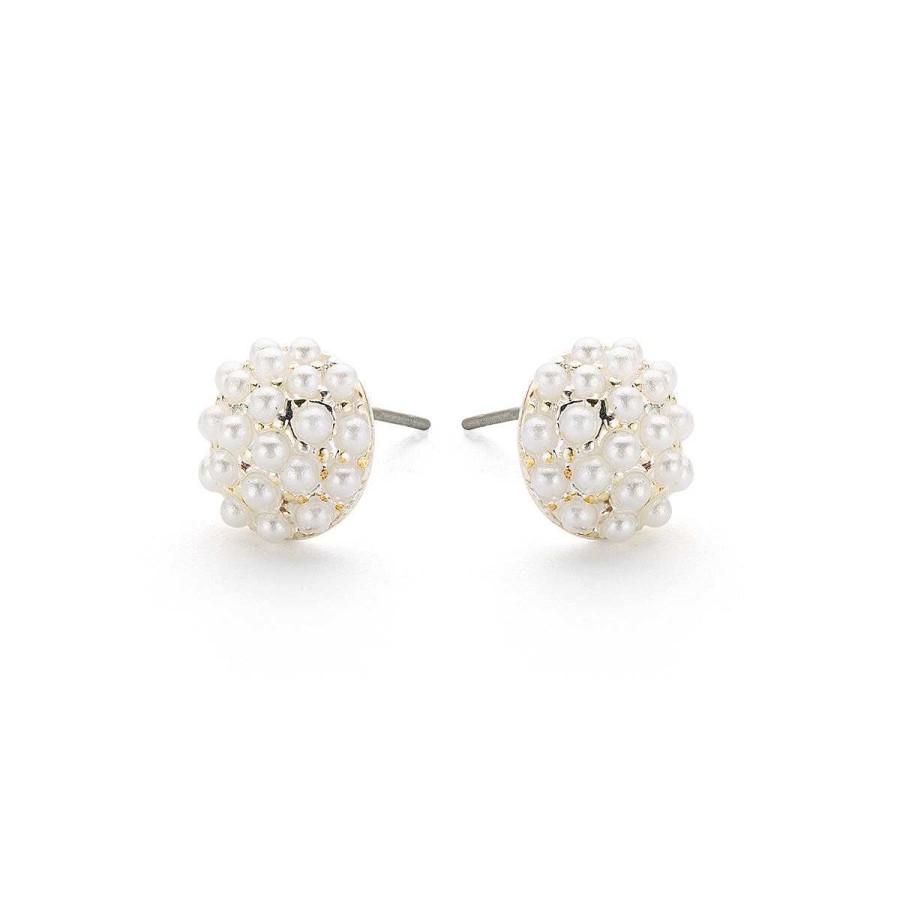 Earrings Simply Whispers | Silver Plated Pearl Cushion Stud Earrings