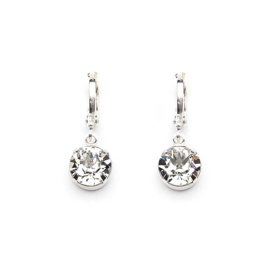 Earrings Simply Whispers | Silver Plated 8Mm Crystal Leverback Earrings