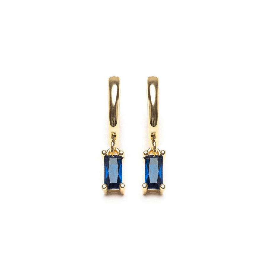 Earrings Simply Whispers | Blue Crystal Drop Huggie Hoops