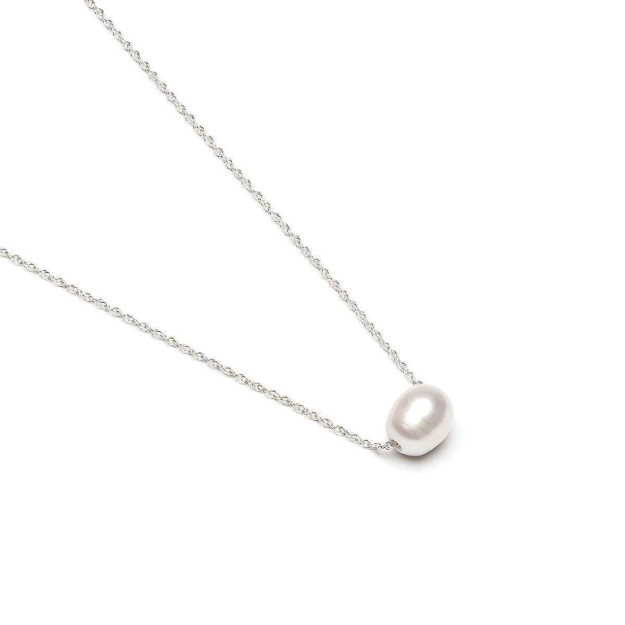 Necklaces Simply Whispers | Sterling Silver Necklace With Freshwater Pearl Pendant