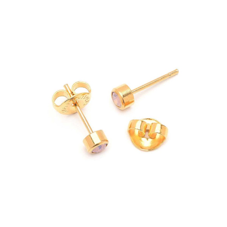 Earrings Simply Whispers | Pink Crystal Stud Earrings Gold Plated