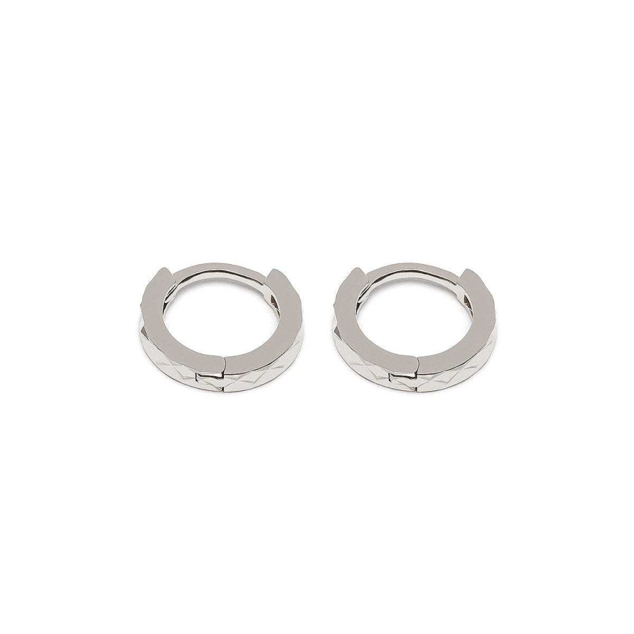 Earrings Simply Whispers | Silver Mini Diamond Cut Huggies