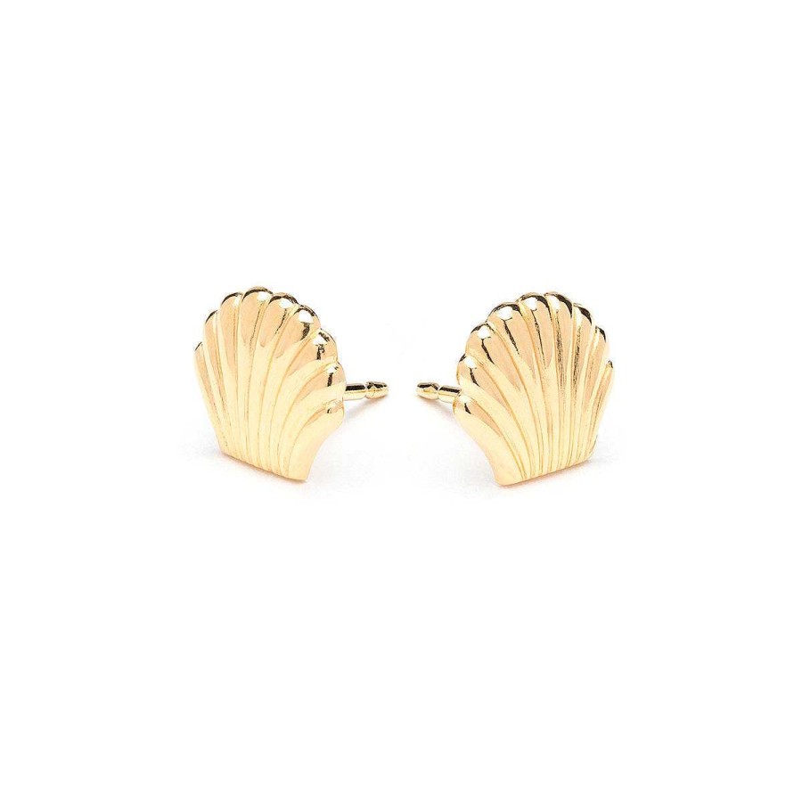 Earrings Simply Whispers | Gold Plated Seashell Tiny Stud Earrings