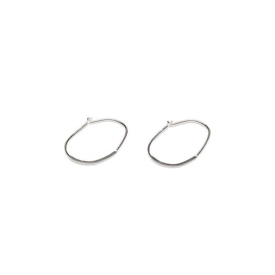 Accessories Simply Whispers | Sterling Silver Hoop Flat Oval Accessory - 1 Pair