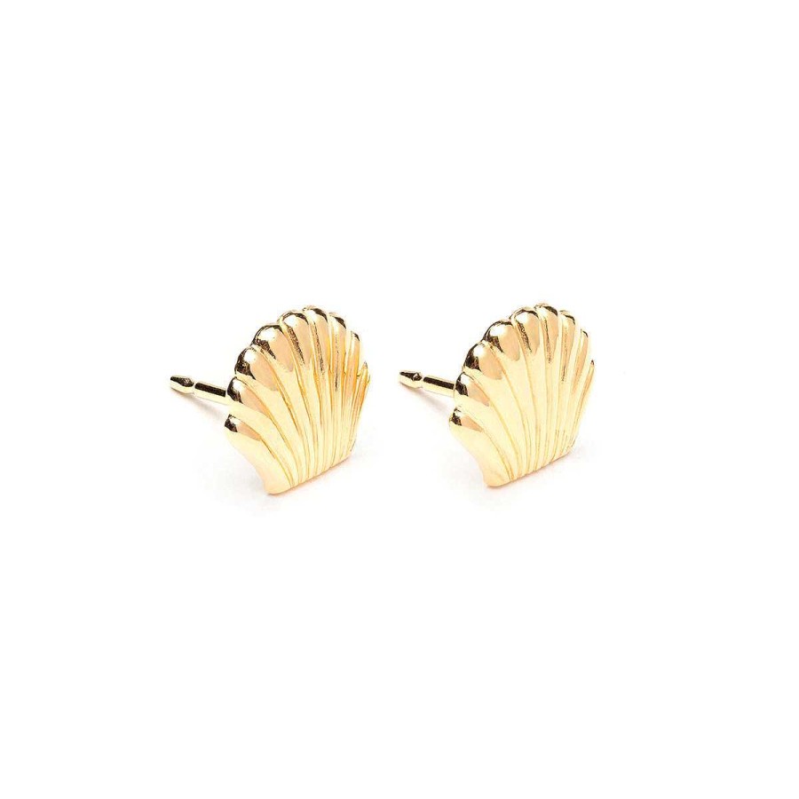 Earrings Simply Whispers | Gold Plated Seashell Tiny Stud Earrings