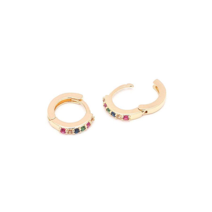 Earrings Simply Whispers | Rainbow Pave Small Huggie Hoops