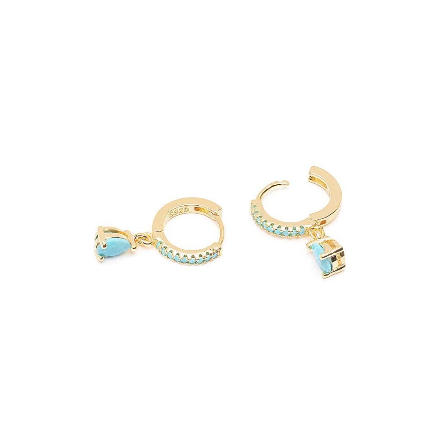 Earrings Simply Whispers | Turquoise Drop Huggie Hoops