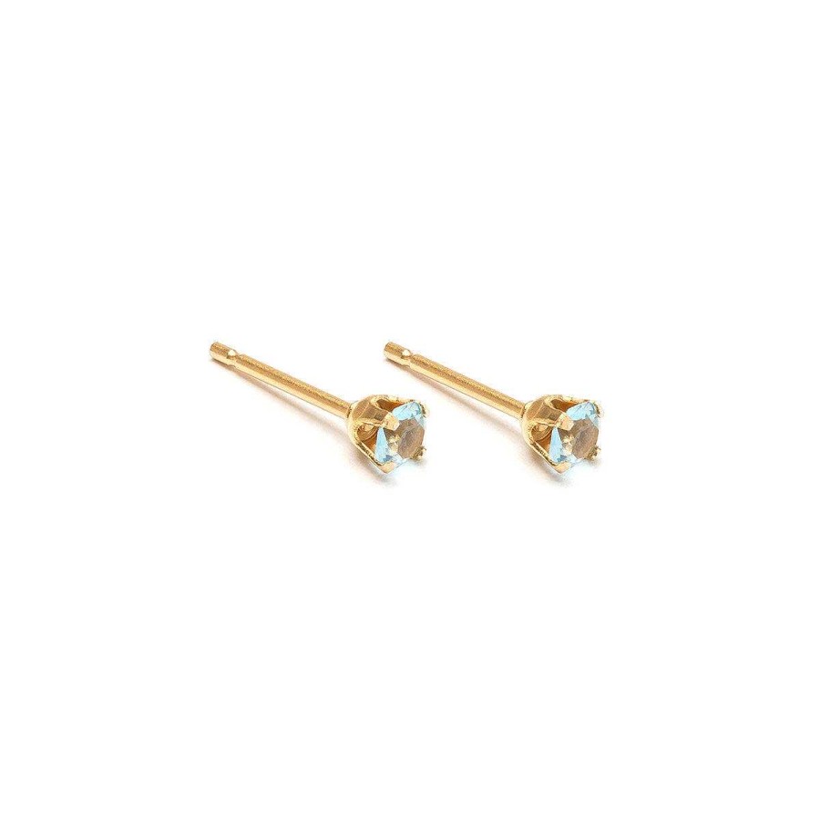 Earrings Simply Whispers | March Birthstone 14K Gold Plated Stud Earrings