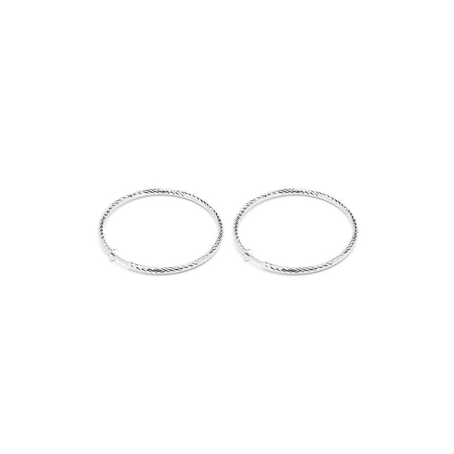 Earrings Simply Whispers | Silver Plated Oversized Spring Clip-On Hoop Earrings