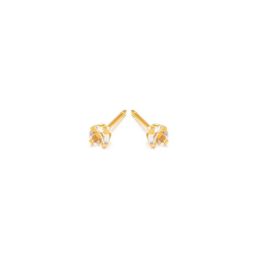 Earrings Simply Whispers | April Birthstone 14K Gold Plated Stud Earrings