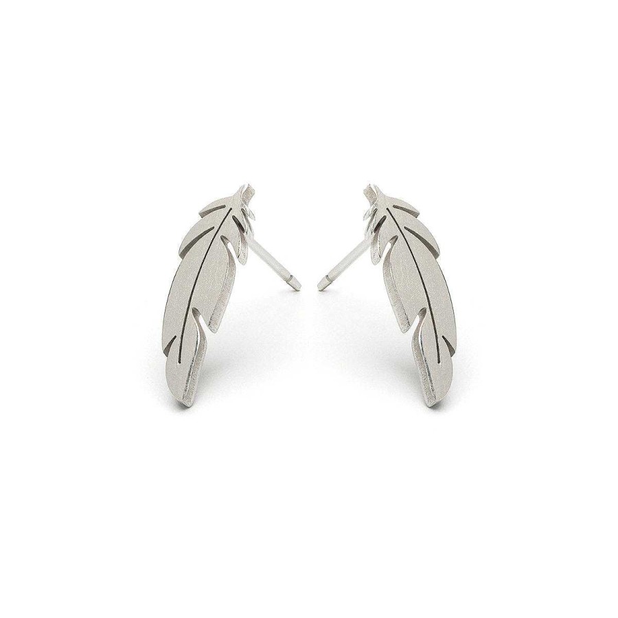 Earrings Simply Whispers | Stainless Steel Feather Stud Earrings