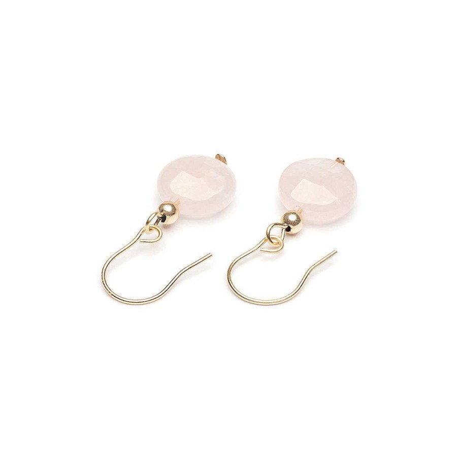 Earrings Simply Whispers | 14K Gold Rose Quartz Earrings