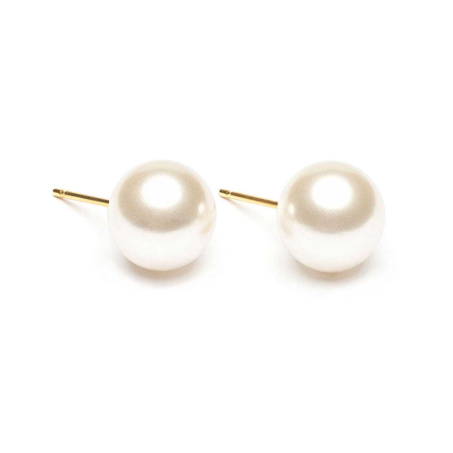 Earrings Simply Whispers | Pearl Stud Earrings 10Mm Gold Plated